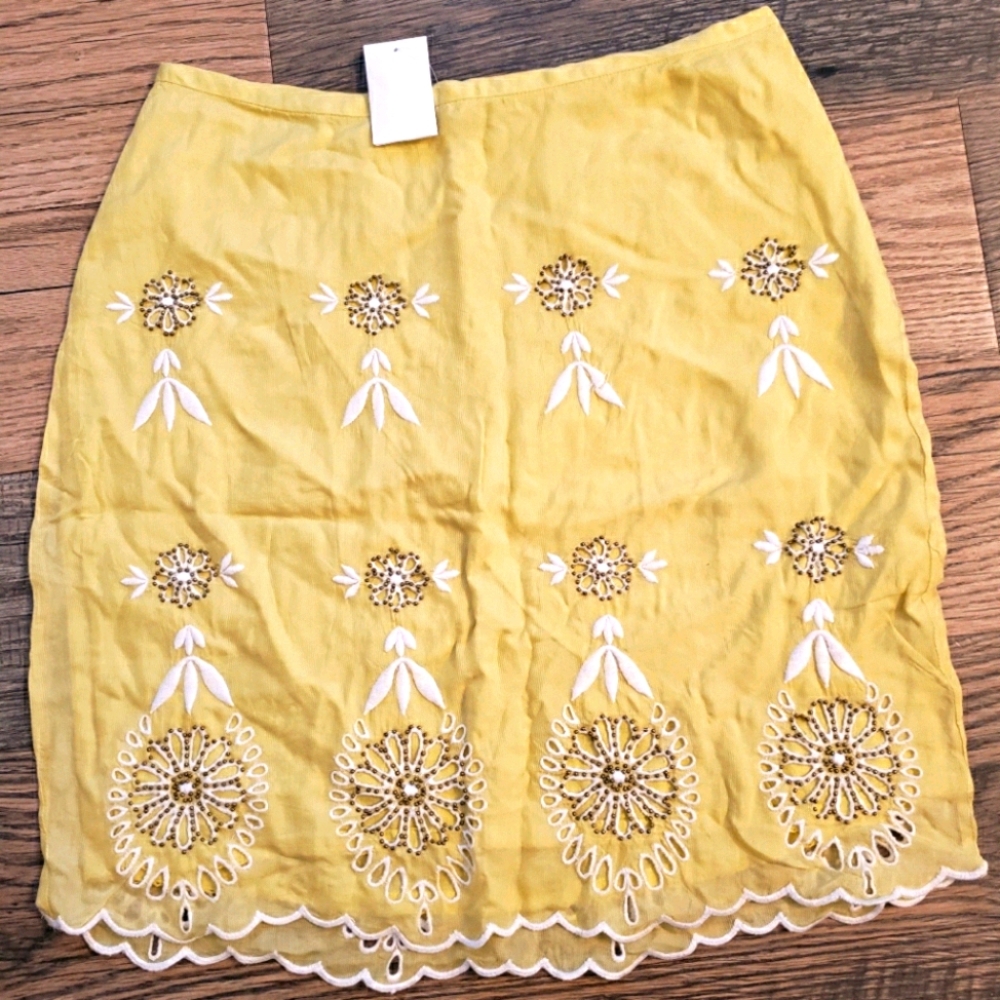 Anthropologie Leftnotes Embroidered  beads Skirt